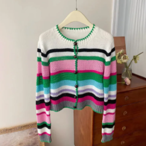 Striped knit cardigan