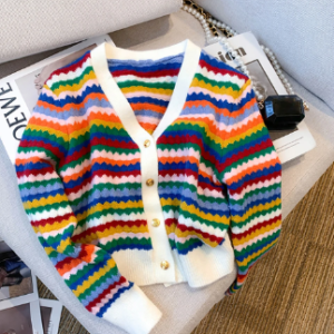 Colored stripe cardigan