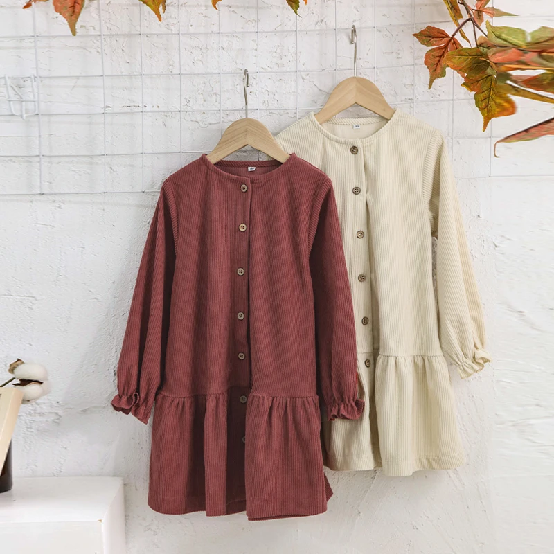 Corduroy drop waist dress