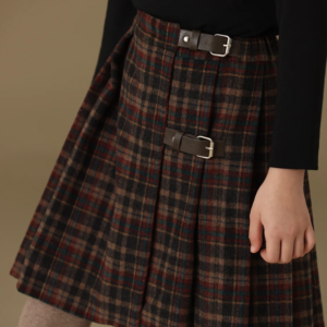 Plaid buckle skirt