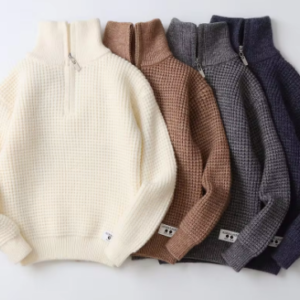 Waffle zip up sweater