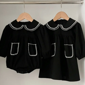 Embroidered trim dress/romper