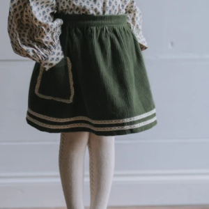 Lace trim corduroy skirt