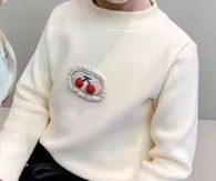 Cherry applique mock neck