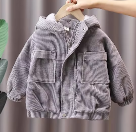 Corduroy hooded jacket