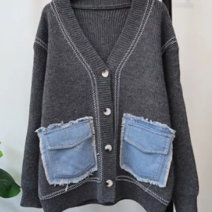 Denim pocket cardigan