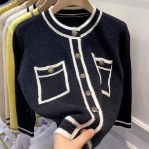 Contrast trim cardigan