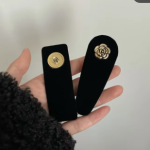 Gold button hair clip