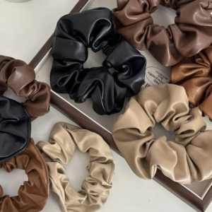 Leather scrunchie