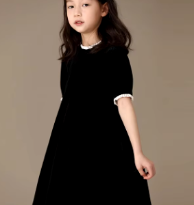 Velvet lace trim dress