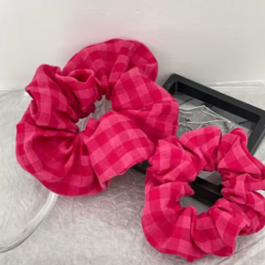 Pink plaid scrunchie