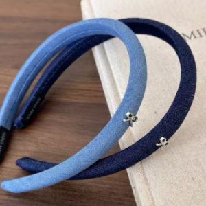 Denim bow headband