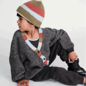 Colored trim cardigan