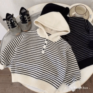 Striped knit hoodie